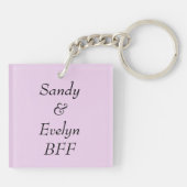 ピンクパーソナライズされたのBFFハートキーチェーン キーホルダー (裏面)