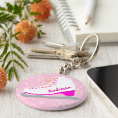 ピンクパーソナライズされたアイススケートかわいい姿スケーター キーホルダー (側面)