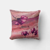 ピンクパーソナライズされたアート花枕 クッション (正面)