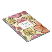 ピンクパーソナライズされたイエローオレンジフローラジャーナル ノートブック (右側)