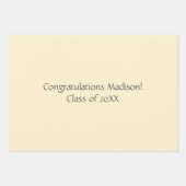 ピンクパーソナライズされたイエロー卒業高校 ラッピングペーパーシート (正面3)