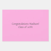 ピンクパーソナライズされたイエロー卒業高校 ラッピングペーパーシート (正面2)