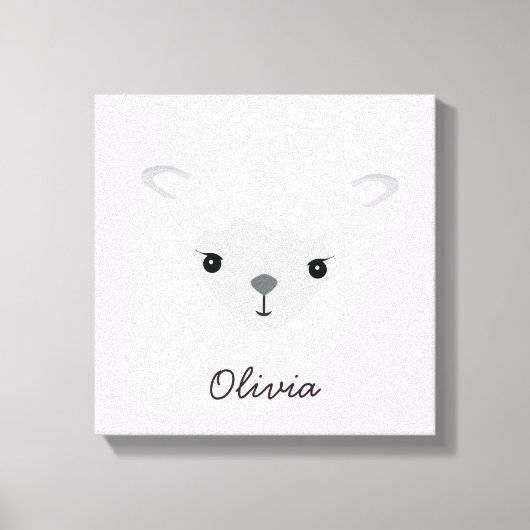 ピンクパーソナライズされたイラストレーションヒツジ子供部屋アート キャンバスプリント (正面)