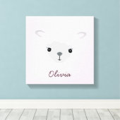 ピンクパーソナライズされたイラストレーションヒツジ子供部屋アート キャンバスプリント (インサイチュ (ウッドフロア))