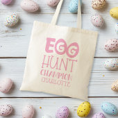 ピンクパーソナライズされたイースターエッグ狩りチャンピオン トートバッグ