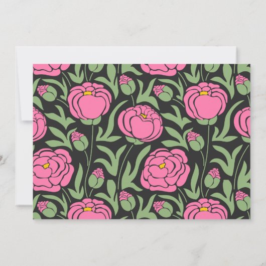 ピンクパーソナライズされたエレガントの牡丹の花 ノートカード (裏面)