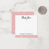 ピンクパーソナライズされたエレガントグリッターありがとう ノートカード (正面/裏面インサイチュ)