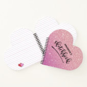ピンクパーソナライズされたエレガントグリッタースケッチブックノート ノートブック (内部)