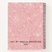 ピンクパーソナライズされたエレガントグリッタースケッチブックノート ノートブック (裏面)