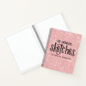 ピンクパーソナライズされたエレガントグリッタースケッチブックノート ノートブック (内部)