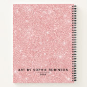 ピンクパーソナライズされたエレガントグリッタースケッチブック ノートブック (裏面)