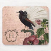 ピンクパーソナライズされたエレガントフローラモノグラム マウスパッド (正面)