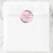 ピンクパーソナライズされたエレガントブライダルシャワーありがとう ラウンドシール (バッグ)