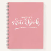 ピンクパーソナライズされたエレガントホワイトスケッチブック ノートブック (正面)