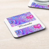 ピンクパーソナライズされたエレガント懸命プラスチックコースター コースター (左側)