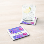 ピンクパーソナライズされたエレガント懸命プラスチックコースター コースター (右側)