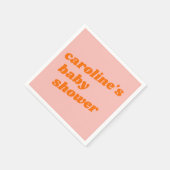 ピンクパーソナライズされたオモダンレンジレトロベビーシャワー スタンダードカクテルナプキン (角)