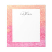 ピンクパーソナライズされたオレンジウォーターカラーメモ帳 ノートパッド (正面)