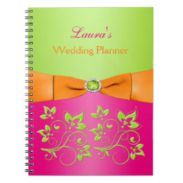 ピンクパーソナライズされたオレンジライムフローラ手帳 ノートブック