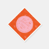 ピンクパーソナライズされたオレンジ卒業パーティナプキンス スタンダードカクテルナプキン (角)