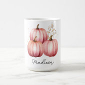 ピンクパーソナライズされたカボチャ・マグ コーヒーマグカップ (中央)