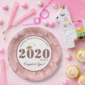 ピンクパーソナライズされたカモフラージパターン卒業 ペーパープレート (パーティー)