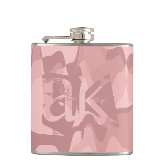 ピンクパーソナライズされたカモフラージュ電気パターン フラスク (正面)