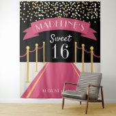 ピンクパーソナライズされたカーペットテーマスウィート16背景 タペストリー (インサイチュ)