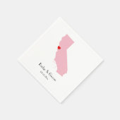 ピンクパーソナライズされたカ結婚リフォルニア スタンダードカクテルナプキン (角)