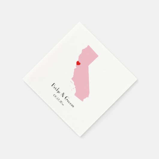 ピンクパーソナライズされたカ結婚リフォルニア スタンダードカクテルナプキン (角)