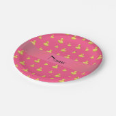 ピンクパーソナライズされたガモの模様 ペーパープレート (アングル)
