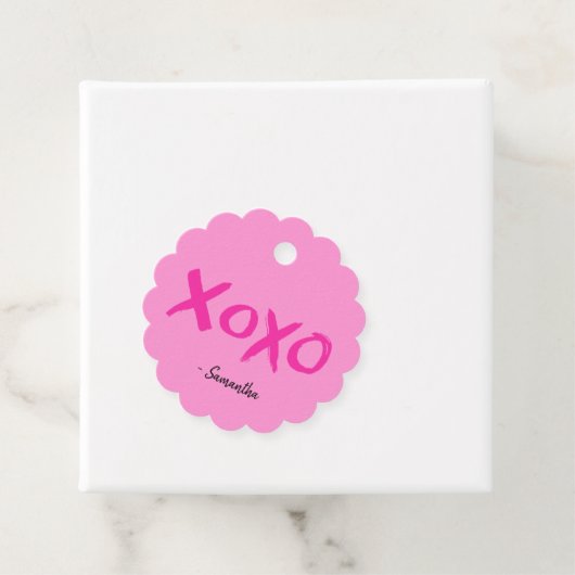 ピンクパーソナライズされたガレンティンの日xoxo valentine's フェイバータグ (インサイチュ)