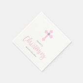 ピンクパーソナライズされたガールクロス《キリスト教》洗礼式や命名式式 スタンダードカクテルナプキン (角)
