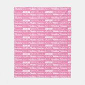 ピンクパーソナライズされたガールズネームフォントコラージュかわいい フリースブランケット (正面)