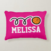 ピンクパーソナライズされたガールズバスケットボール装飾用クッション アクセントクッション (正面)