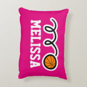 ピンクパーソナライズされたガールズバスケットボール装飾用クッション アクセントクッション (裏面(縦))
