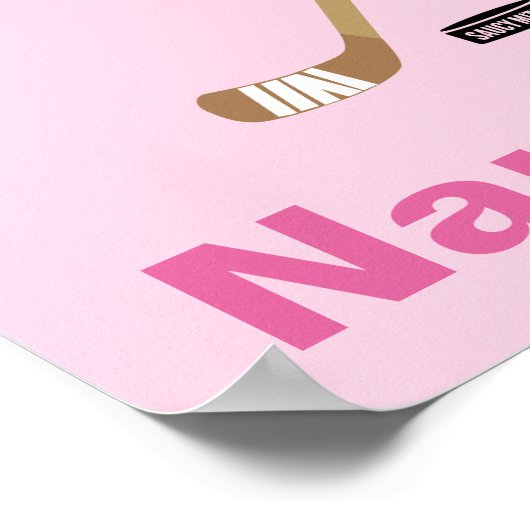 ピンクパーソナライズされたガールズホッケープリンセス名 ポスター (角)