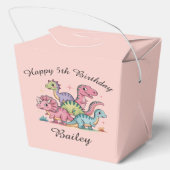 ピンクパーソナライズされたガールズ恐竜誕生日 フェイバーボックス (裏面)