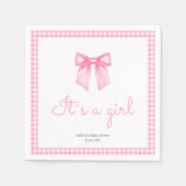 ピンクパーソナライズされたガール水彩弓 スタンダードカクテルナプキン (正面)