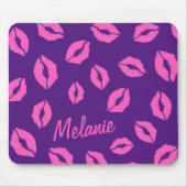 ピンクパーソナライズされたキスリップオンパープルマウスパッド マウスパッド (正面)