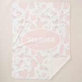 ピンクパーソナライズされたクウプリントシェルパブランケット シェルパブランケット (正面)