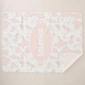 ピンクパーソナライズされたクウプリントシェルパブランケット シェルパブランケット (正面(横))