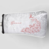 ピンクパーソナライズされたクジャク ゴルフヘッドカバー (正面)