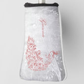 ピンクパーソナライズされたクジャク ゴルフヘッドカバー (回転90)