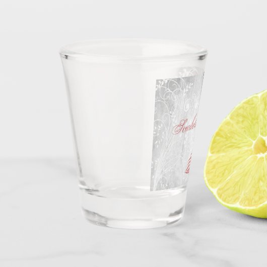 ピンクパーソナライズされたクジャク ショットグラス (左)