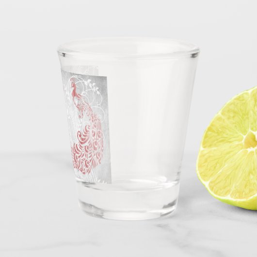 ピンクパーソナライズされたクジャク ショットグラス (右)