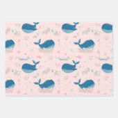 ピンクパーソナライズされたクジラ航海の ラッピングペーパーシート (正面)