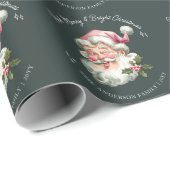 ピンクパーソナライズされたクメリーリスマスサンタレトロ ラッピングペーパー (ロールコーナー)