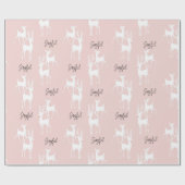 ピンクパーソナライズされたクリスマスデアーズラッピング紙 ラッピングペーパー (フラット)