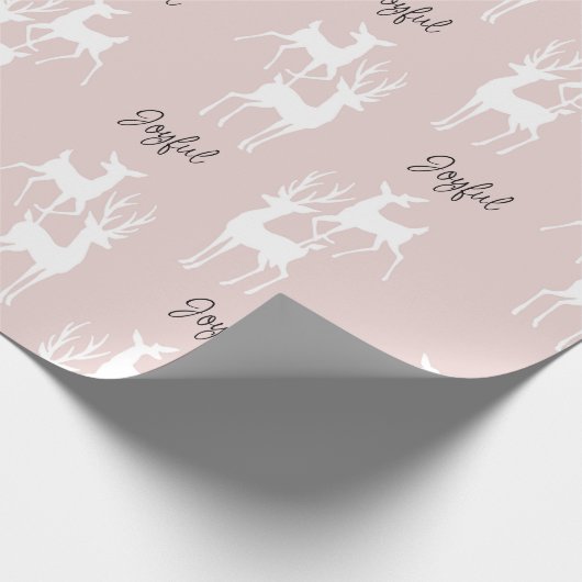 ピンクパーソナライズされたクリスマスデアーズラッピング紙 ラッピングペーパー (角)